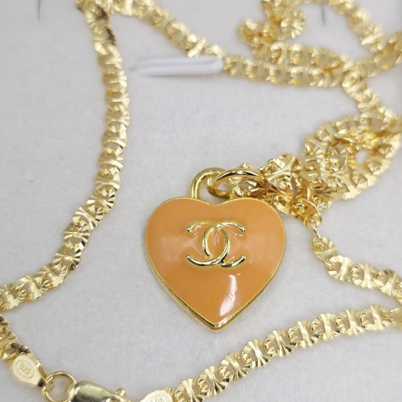 CHANEL Gold and Orange Heart Necklace - Picture 1 of 3